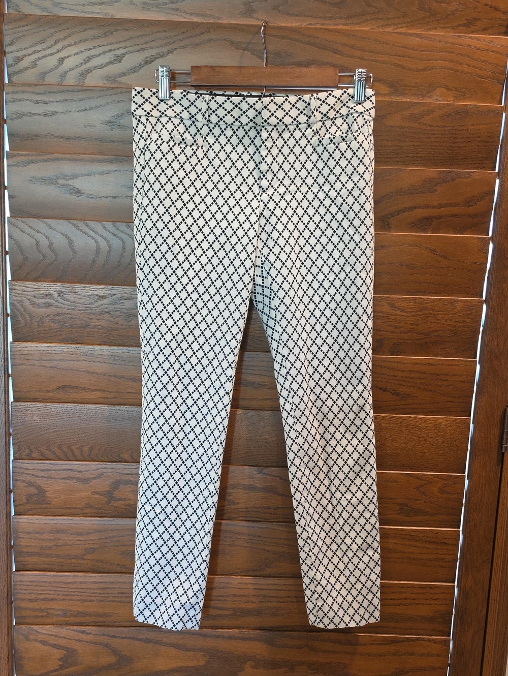 Banana Republic Black and Cream Diamond-Grid Pants